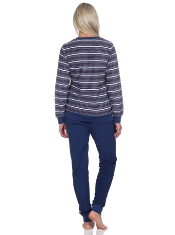 NORMANN Frottee Schlafanzug langarm Pyjama Bündchen - 82771 in navy