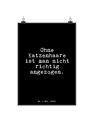 Mr. & Mrs. Panda Poster Ohne Katzenhaare ist man... mit Spruch in Schwarz