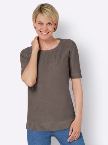 Sieh an! Kurzarmpullover in taupe