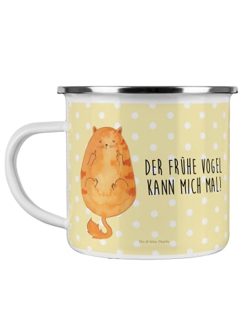 Mr. & Mrs. Panda Pott Katze Frühaufsteher mit Spruch in Gelb Pastell