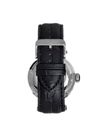 Heritor Ganzi Halbskelettierte Lederarmbanduhr in Silver