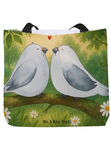 Mr. & Mrs. Panda Strandtasche Turteltauben Liebe Design ohne Spruch in Weiß
