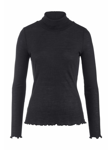 Hessnatur Longsleeve mit Rollkragen in schwarz