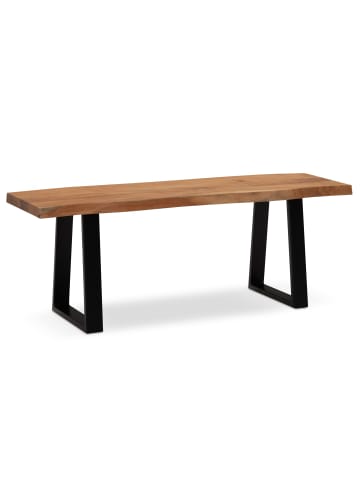 KADIMA DESIGN Garderobenbank 120x40x45,5 cm Akazie Massivholz / Metall mit in Akazie-Schwarz
