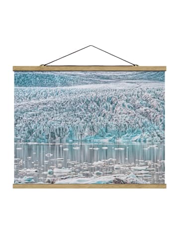 WALLART Stoffbild mit Posterleisten - Gletscher auf Island in Blau