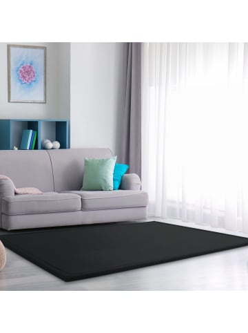 KADIMA DESIGN Hochflor Teppich waschmaschinenwaschbar Unifarben  Schlafzimmer in Schwarz