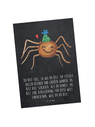 Mr. & Mrs. Panda bildkarte Spinne Agathe Party mit Spruch in Kreidetafel