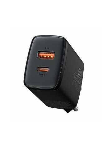 Wisam® Baseus Schnellladegerät 1xUSB 1xType-C 20W 3A Quick Charge 3.0 schwarz