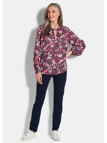 GOLDNER Blusenshirt Moderne Rüschenbluse mit Stehkragen in beere / gemustert