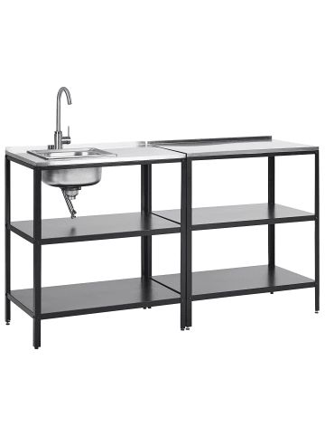 Beliani 2er-Set Gartenküche VILAMA in Schwarz/Silber