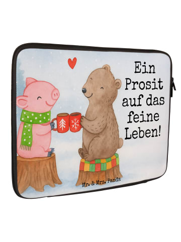 Mr. & Mrs. Panda Laptophülle Glühschwein Sause Design mit Spruch in Weiß