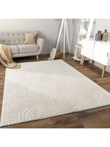 KADIMA DESIGN Teppich Kurzflor waschbar Unifarben Struktur Wohnzimmer in Creme