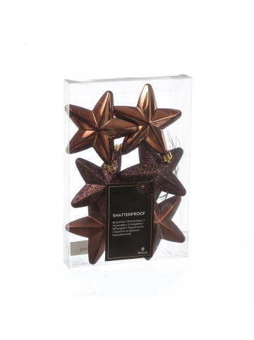 MARELIDA 6er Set Weihnachtsbaumschmuck Sterne bruchfest H: 7,5cm in braun
