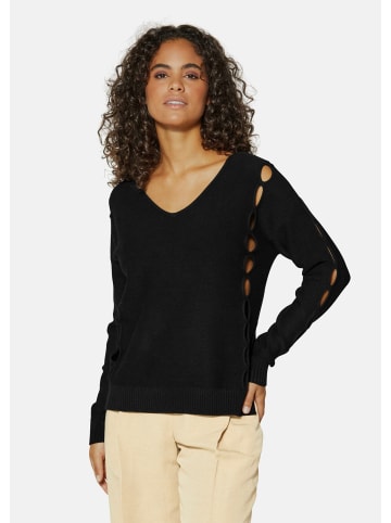 MADELEINE Strickpullover mit Cut-Outs und V-Ausschnitt in schwarz