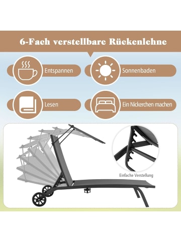 COSTWAY Sonnenliege mit Rollen in Grau