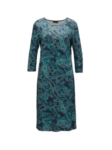 GOLDNER Elastisches Jerseykleid mit modischem Druck in marine / petrol / gemustert
