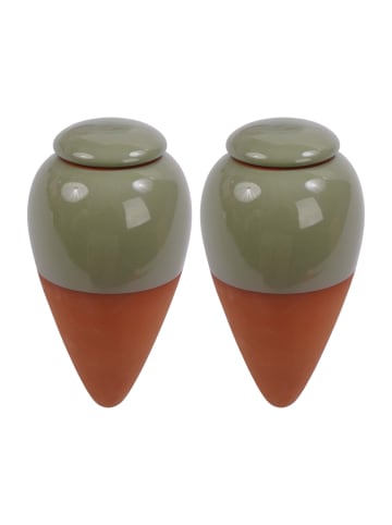 relaxdays 2 x Tonkegel in Terrakotta/ Salbei - 350 ml