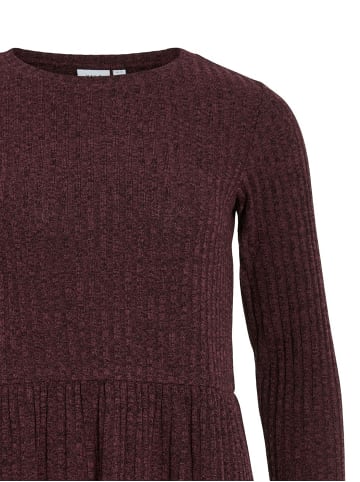 Vila Elegantes kurzes Kleid mit Langarm und Volant-Röcke in Weinrot