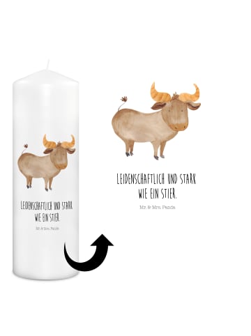 Mr. & Mrs. Panda Kerze Sternzeichen Stier mit Spruch in Weiß