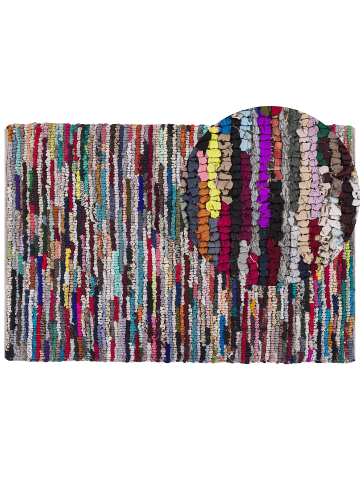 Beliani Geflochtener Teppich BAFRA in Bunt/Lila/Rot - (W) 160 x (H) 2.5 x (L) 230 cm