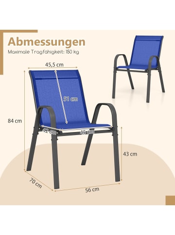 COSTWAY 2er Set Gartenstühle 56x70x84cm in Blau