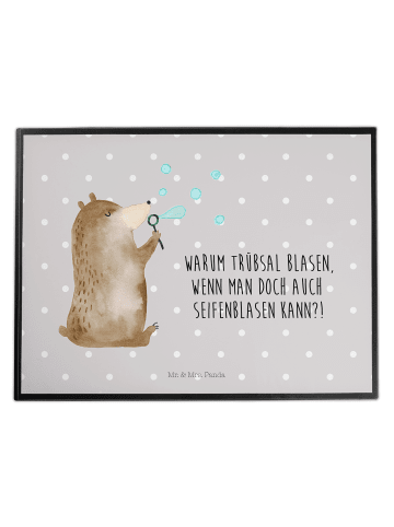 Mr. & Mrs. Panda Schreibtischauflage Bär Seifenblasen mit Spruch in Grau Pastell