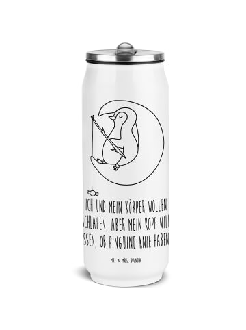 Mr. & Mrs. Panda Trinkflasche Pinguin Mond mit Spruch in Weiß