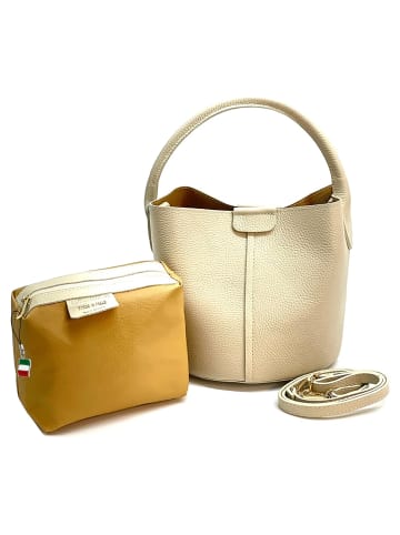 Florence Umhängetasche Leder beige ca. 26cm