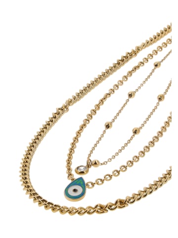IZIA Women Multi-Chain Necklace in Gold Turquoise