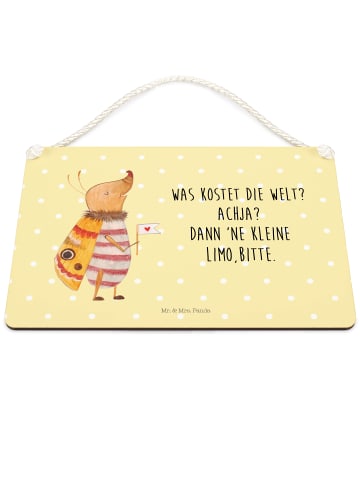 Mr. & Mrs. Panda Holzschild Nachtfalter Fähnchen mit Spruch in Gelb Pastell