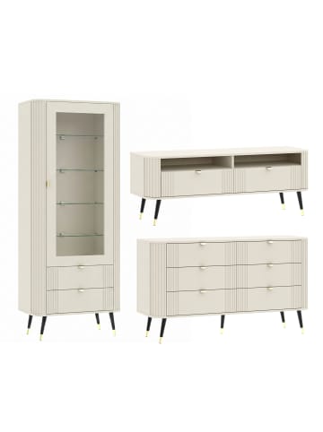 Feldmann-Wohnen Wohnzimmer-Set Onyx 3-teilig Kaschmir 354,8 / 60 / 192,4cm