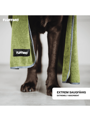 FLUFFINO Hundehandtuch Mikrofaser – 2er-Pack - 120 x 70 cm - Grau & Grün