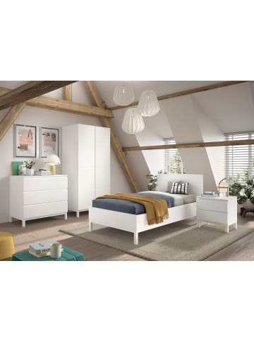 58 aufm Kessel KINDERZIMMER SET Keely Kiefer weiß Bett Nachtkonsole Schrank Kommode