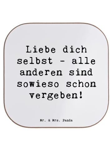 Mr. & Mrs. Panda Coaster Spruch Selbstakzeptanz Liebe mit Spruch in Weiß