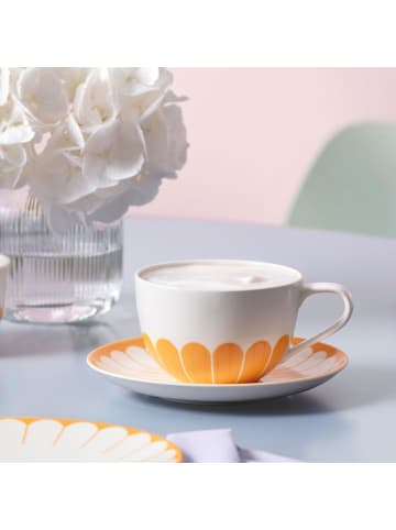 Villeroy & Boch Cappuccinotasse mit Untertasse Fleur Couleur 300 ml in Soleil