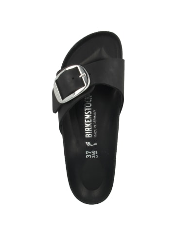 Birkenstock Pantolette Madrid Big Buckle geöltes Nubukleder schmal in schwarz