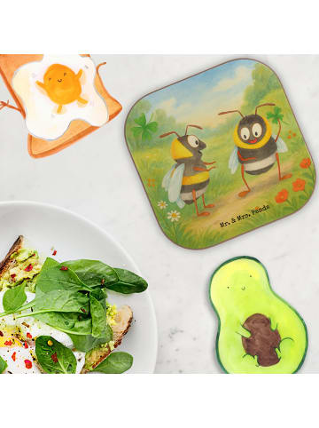 Mr. & Mrs. Panda Holzuntersetzer Bienen Paar Design ohne Spruch in Weiß