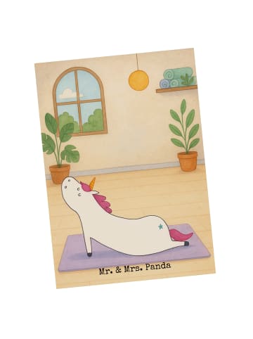 Mr. & Mrs. Panda Postkarte Einhorn Yoga Design ohne Spruch in Weiß
