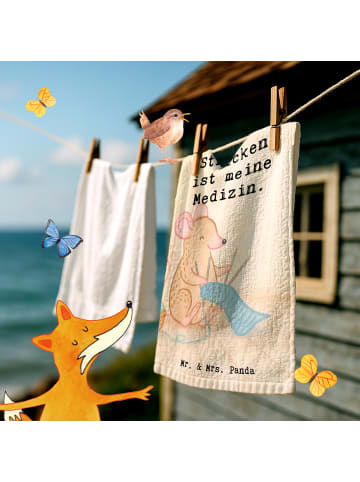 Mr. & Mrs. Panda Handtuch Maus Stricken Design mit Spruch in Weiß