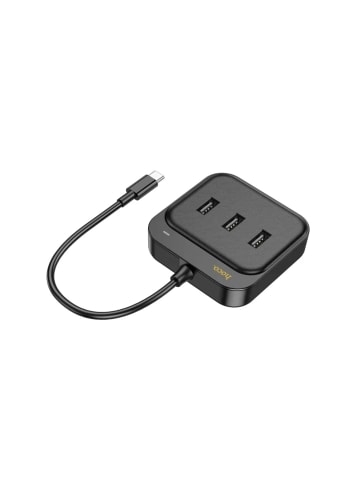 HOCO HOCO HUB-Adapter 4in1 Typ C auf USB2.0*3+RJ45 100 Mbit/s in Schwarz