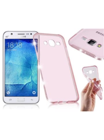 cadorabo Hülle für Samsung Galaxy J5 2015 Strass Design in TRANSPARENT ROSA