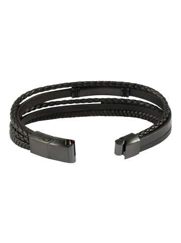 Adeliás Herren Armband – Lederarmband aus Leder 21 cm in schwarz