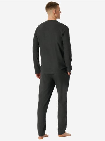 Schiesser Pyjama Selected Premium Warming in dunkelgrau-mel.