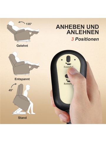 HOMCOM Relaxsessel mit Aufstehhilfe-91L x 85B x 104H cm-Beige
