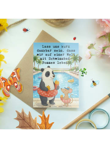 Mr. & Mrs. Panda Grußkarte Panda Schwimmbad Pommes Design mit Sp... in Weiß
