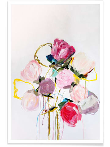 Juniqe Poster "Bloom 0709" in Grau & Rosa