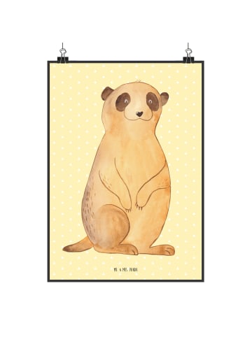 Mr. & Mrs. Panda Poster Erdmännchen ohne Spruch in Gelb Pastell