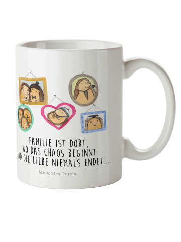 Mr. & Mrs. Panda Mehrwegbecher Igel Familie mit Spruch in Weiß