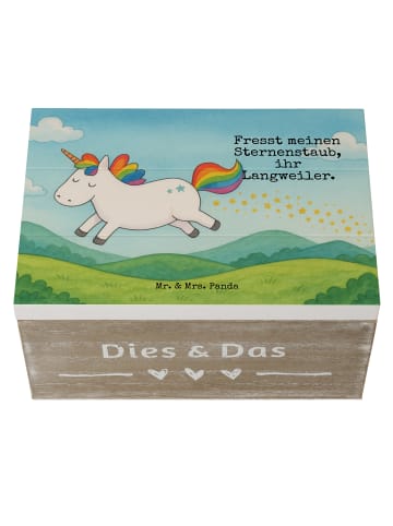 Mr. & Mrs. Panda Kiste Einhorn Happy Design mit Spruch in Weiß