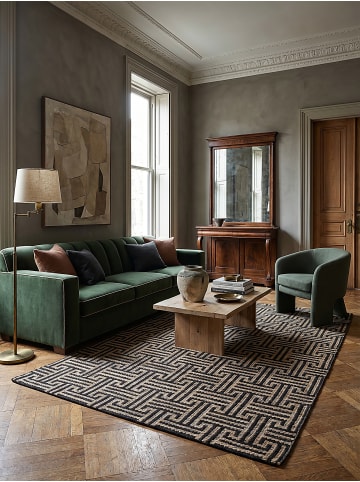 KADIMA DESIGN Naturfaser-Teppich Handgewebt CROFT Geometrisch Wohnzimmer in Natur-Schwarz